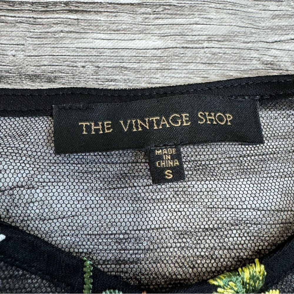The Vintage Shop Women's Lace Mini Dress Small Black Floral Embroidered - Picture 6 of 14